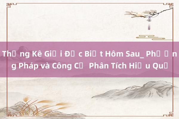 Thống Kê Giải Đặc Biệt Hôm Sau_ Phương Pháp và Công Cụ Phân Tích Hiệu Quả